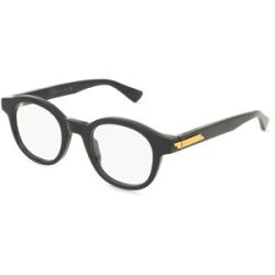 Kering Eyewear Spa Bottega Veneta BV1413O Herren-Brille inkl. Gläser Vollrand Rund Acetat-Gestell 46/22/145, Schwarz