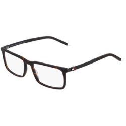 Safilo GmbH Tommy Hilfiger TH1947 Herren-Brille inkl. Gläser Vollrand Quadratisch Acetat-Gestell 55/17/145, Havanna