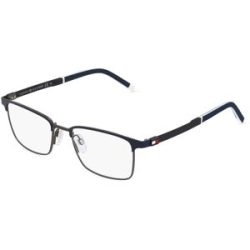 Safilo GmbH Tommy Hilfiger TH1919 Herren-Brille inkl. Gläser Vollrand Quadratisch Metall-Gestell 53/19/145, Blau
