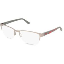 Kering Eyewear Spa Puma PU0472O Unisex-Brille inkl. Gläser Vollrand Quadratisch Metall-Gestell 60/18/145, Grau