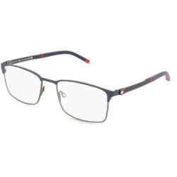 Safilo SpA Tommy Hilfiger TH 2139 Herren-Brille inkl. Gläser Vollrand Eckig Metall-Gestell 56/19/145, Blau