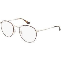 Luxottica Fashion Brillen Vertriebs GmbH Ray-Ban RX3447V ROUND METAL Unisex-Brille inkl. Gläser Vollrand Rund Metall-Gestell 50/21/145, Havanna