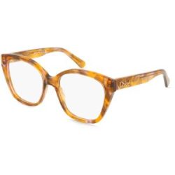 Kering Eyewear Spa Chloé CH0241O Damen-Brille inkl. Gläser Vollrand Cat Eye Acetat-Gestell 53/17/140, Havanna
