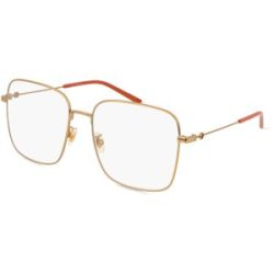 Kering Eyewear Spa Gucci GG0445O Unisex-Brille inkl. Gläser Vollrand Quadratisch Metall-Gestell 56/17/140, Gold