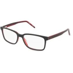 Safilo SpA Hugo HG 1245 Herren-Brille inkl. Gläser Vollrand Quadratisch Acetat-Gestell 56/17/145, Schwarz