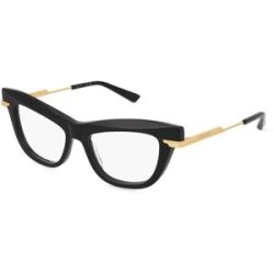 Kering Eyewear Spa Bottega Veneta  BV1266O Damen-Brille inkl. Gläser Vollrand Cat Eye Acetat-Gestell 51/16/130, Schwarz
