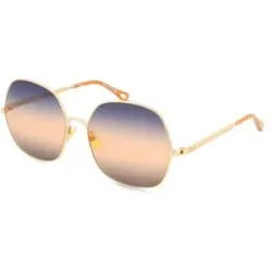 Kering Eyewear Spa Chloé CH0282S Unisex-Sonnenbrille Vollrand Quadratisch Metall-Gestell, Gold