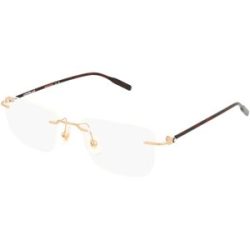Kering Eyewear Spa Montblanc MB0431O Herren-Brille inkl. Gläser Randlos Eckig Metall-Gestell 53/19/145, Gold