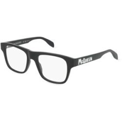 Kering Eyewear Spa Alexander McQueen AM0389O Unisex-Brille inkl. Gläser Vollrand Quadratisch Kunststoff-Gestell 52/19/145, Schwarz