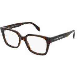 Kering Eyewear Spa Alexander McQueen AM0358O Unisex-Brille inkl. Gläser Vollrand Quadratisch Kunststoff-Gestell 52/18/145, Havanna