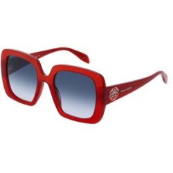 Kering Eyewear Spa Alexander McQueen AM0378S Damen-Sonnenbrille Vollrand Quadratisch Kunststoff-Gestell, Rot