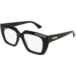 Kering Eyewear Spa Bottega Veneta BV1032O Damen-Brille inkl. Gläser Vollrand Eckig Acetat-Gestell 52/18/145, Schwarz