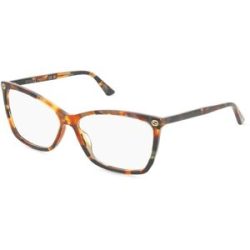 Kering Eyewear Spa Gucci GG0025O Unisex-Brille inkl. Gläser Vollrand Cat Eye Acetat-Gestell 58/14/140, Havanna