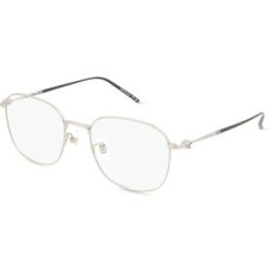 Kering Eyewear Spa Montblanc MB0415OA Unisex-Brille inkl. Gläser Vollrand Eckig Titan-Gestell 54/20/145, Silber