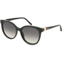 DE RIGO Vision D.A.CH. GmbH Furla SFU887 Damen-Sonnenbrille Vollrand Rund Kunststoff-Gestell, Schwarz
