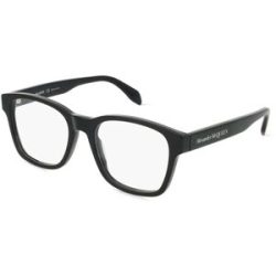Kering Eyewear Spa Alexander McQueen AM0356O Unisex-Brille inkl. Gläser Vollrand Quadratisch Kunststoff-Gestell 53/19/145, Schwarz