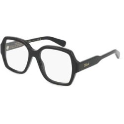 Kering Eyewear Spa Chloé CH0155O Unisex-Brille inkl. Gläser Vollrand Quadratisch Acetat-Gestell 53/17/145, Schwarz