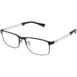 Luxottica Fashion Brillen Vertriebs GmbH Emporio Armani EA1112 Herren-Brille inkl. Gläser Halbrand Quadratisch Metall-Gestell 56/18/145, Schwarz