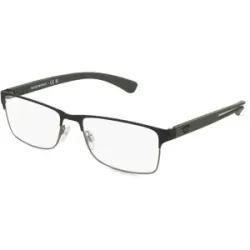 Luxottica Fashion Brillen Vertriebs GmbH Emporio Armani EA1052 Herren-Brille inkl. Gläser Vollrand Quadratisch Metall-Gestell 55/17/140, Schwarz