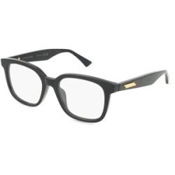 Kering Eyewear Spa Bottega Veneta BV1334OA Unisex-Brille inkl. Gläser Vollrand Quadratisch Acetat-Gestell 52/18/145, Schwarz