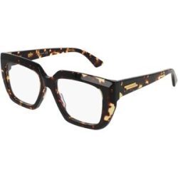 Kering Eyewear Spa Bottega Veneta BV1032O Damen-Brille inkl. Gläser Vollrand Eckig Acetat-Gestell 52/18/145, Havanna