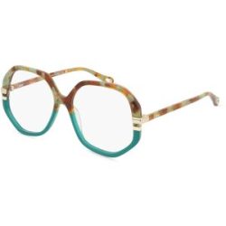Kering Eyewear Spa Chloé CH0107O WEST Unisex-Brille inkl. Gläser Vollrand Geometrisch Acetat-Gestell 54/15/145, Havanna