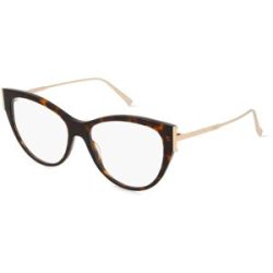 Marcolin Deutschland GmbH Tod's TO5258 Unisex-Brille inkl. Gläser Vollrand Cat Eye Kunststoff-Gestell 55/16/140, Havanna