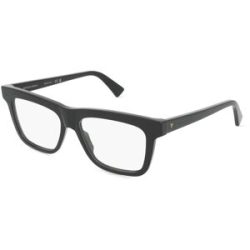Kering Eyewear Spa Bottega Veneta BV1227O Unisex-Brille inkl. Gläser Vollrand Quadratisch Acetat-Gestell 54/15/145, Schwarz