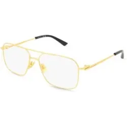 Kering Eyewear Spa Bottega Veneta BV1384O Herren-Brille inkl. Gläser Vollrand Pilot Metall-Gestell 58/15/145, Gold