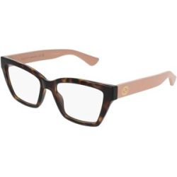 Kering Eyewear Spa Gucci GG1715O Unisex-Brille inkl. Gläser Vollrand Cat Eye Kunststoff-Gestell 53/17/140, Havanna