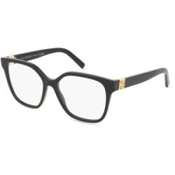 Thélios Givenchy GV50064I Unisex-Brille inkl. Gläser Vollrand Geometrisch Acetat-Gestell 55/16/140, Schwarz