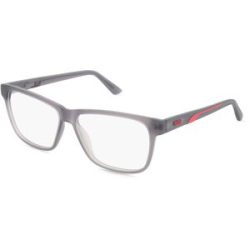 Kering Eyewear Spa Puma PU0470O Unisex-Brille inkl. Gläser Vollrand Quadratisch Kunststoff-Gestell 57/14/145, Grau