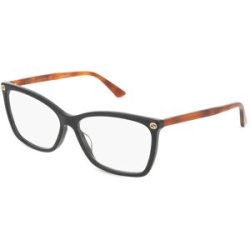 Kering Eyewear Spa Gucci GG0025O Unisex-Brille inkl. Gläser Vollrand Cat Eye Acetat-Gestell 56/14/140, Schwarz