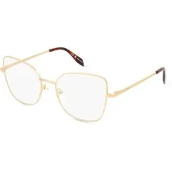 Kering Eyewear Spa Alexander McQueen AM0416O Unisex-Brille inkl. Gläser Vollrand Cat Eye Metall-Gestell 54/18/140, Gold