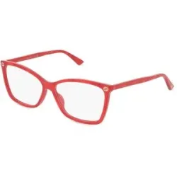 Kering Eyewear Spa Gucci GG0025O Unisex-Brille inkl. Gläser Vollrand Cat Eye Acetat-Gestell 56/14/140, Rot