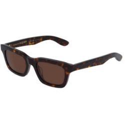Kering Eyewear Spa Alexander McQueen AM0392S Herren-Sonnenbrille Vollrand Quadratisch Kunststoff-Gestell, Havanna
