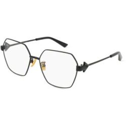 Kering Eyewear Spa Bottega Veneta BV1224O Unisex-Brille inkl. Gläser Vollrand Quadratisch Metall-Gestell 57/16/145, Schwarz
