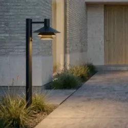 Lucande LED-Wegeleuchte Montaro, 100 cm, anthrazit, Sensor Montaro, schwarz, Aluminium, Modern