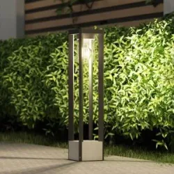 Wegeleuchte Kalisa Lucande, dimmbar, alu / grau / zink, Aluminium, Modern, Außenleuchte