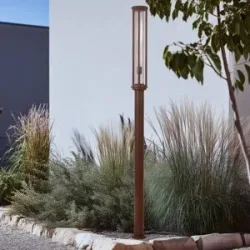 Lucande Außenleuchte Alivaro, rostfarben, 220 cm, E27, IP65 Alivaro Lucande, dimmbar, braun / rost, Aluminium, Modern