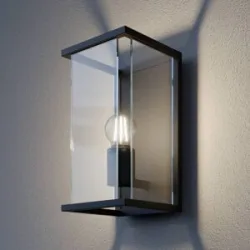 Aussenwandleuchte Annalea Lucande, dimmbar, schwarz, Aluminium, Modern, Wandleuchte außen