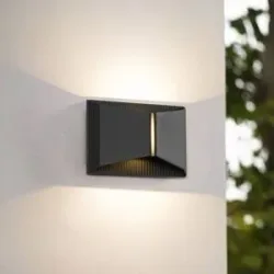 LED Aussenwandleuchte Anlira Lindby, schwarz, Metall, Modern, LED Wandleuchte außen