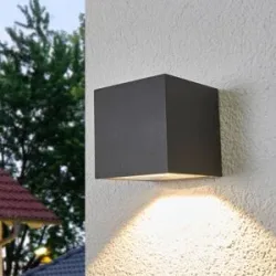 LED Aussenwandleuchte Merjem Lucande, alu / grau / zink, Aluminium, Modern, LED Wandleuchte außen