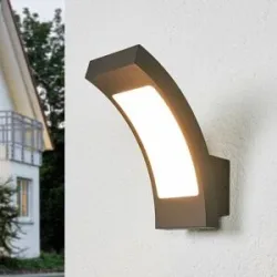 LED Aussenwandleuchte Juvia Lucande, schwarz, Aluminium, Modern, LED Wandleuchte außen