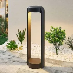 LED Sockelleuchte Habsa Lucande, schwarz, Aluminium, Modern, LED Außenleuchte