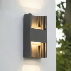 LED Aussenwandleuchte Aurali Lindby, schwarz, Aluminium, Modern, LED Wandleuchte außen