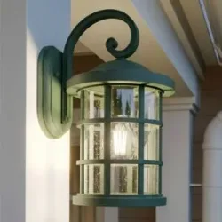 Aussenwandleuchte Ankea Lindby, dimmbar, grün, Kunststoff, Antik, Wandleuchte außen