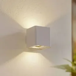 LED Aussenwandleuchte Aaron Lucande, weiß / opal, Aluminium, Modern, LED Wandleuchte außen