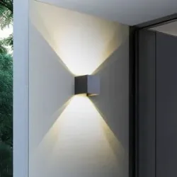 Lindby Smart LED-Außenwandlampe Dara grau eckig CCT RGB Tuya Lindby, dimmbar, alu / grau / zink, Kunststoff, Modern, Smart Home Wandleuchte außen