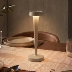 Lucande LED-Akku-Kerzenständer Lea, Vase, beige, 28 cm Lea Lucande, dimmbar, creme / amber, für Wohn- / Esszimmer, Metall, Modern